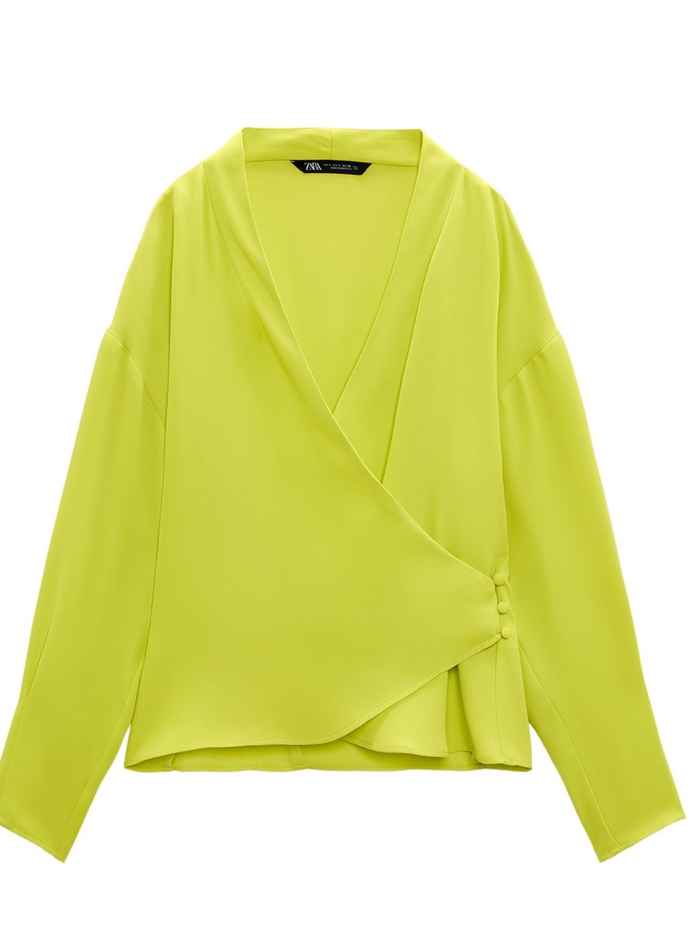 Zara Neon Lime Wrap Blouse